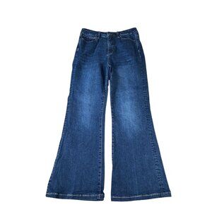 Soft Surroundings Wide Leg Stretch Denim Jeans Womens 12 Blue Cotton Mid-Rise